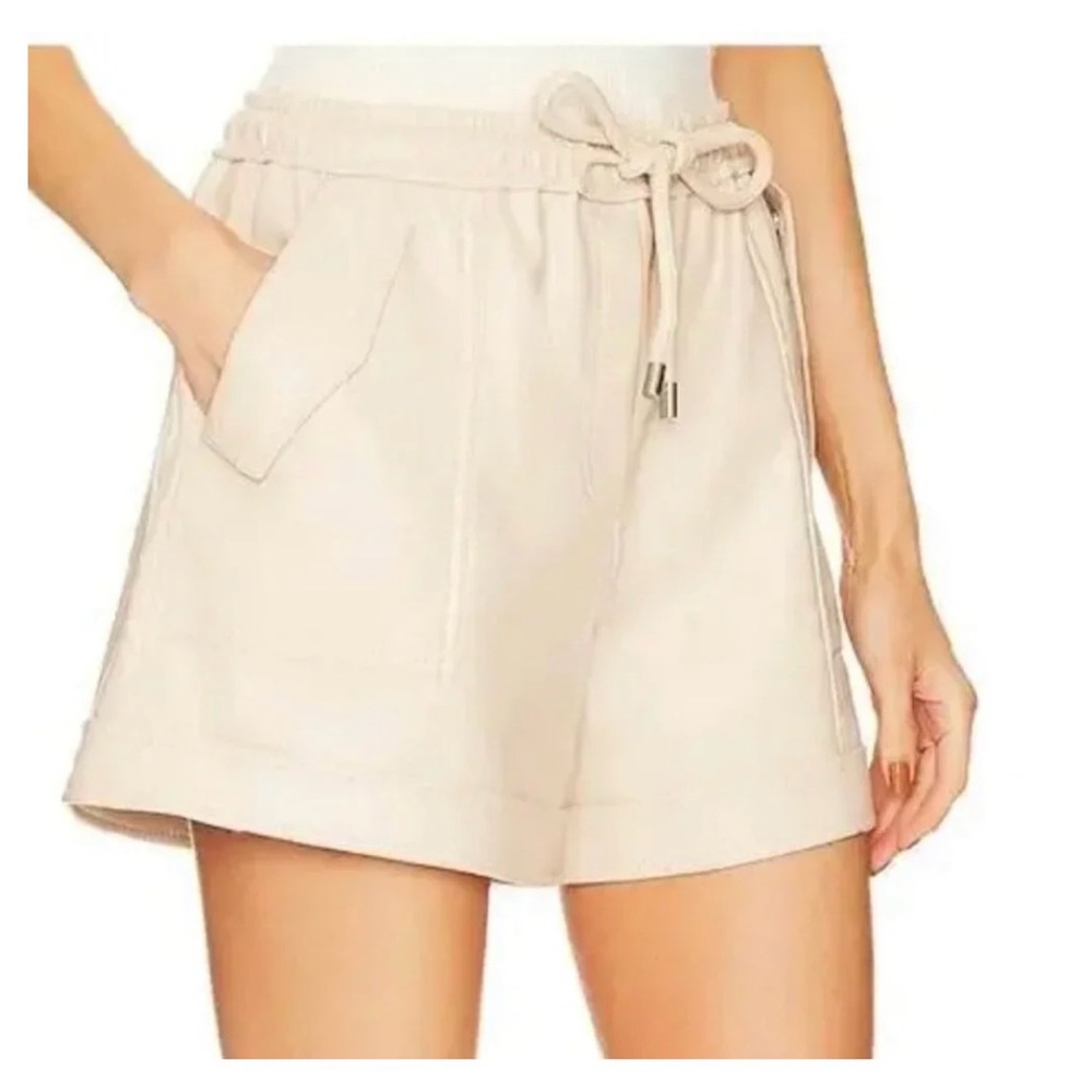NWT Jonathan Simkhai Noah Vanilla Cream Vegan Leather Shorts MSRP $375